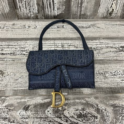 slim saddle pouch blue dior oblique embroidery